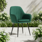 Emerald Velvet Fluted Dining Chair - Image 3