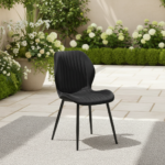 Noir Velvet Fluted Dining Chair - Image 2