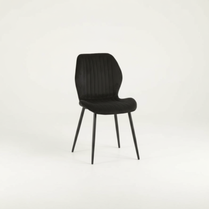 Noir Velvet Fluted Dining Chair