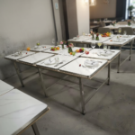 Carrara Grid Inlay Dining Table Top - Image 2