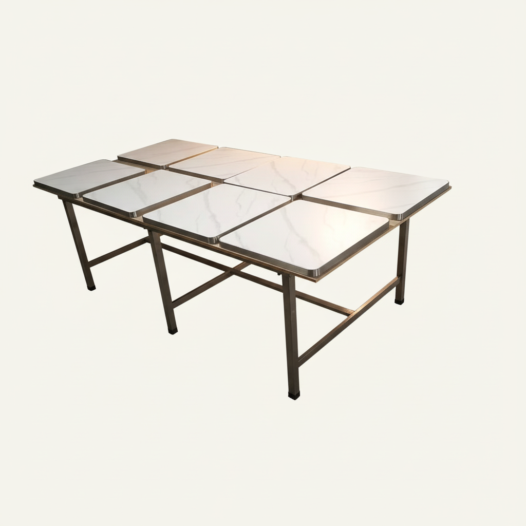Whisk_d6466f172ac97388dbd4921918c61c80dr.png Carrara Grid Inlay Dining Table Top - Image 1